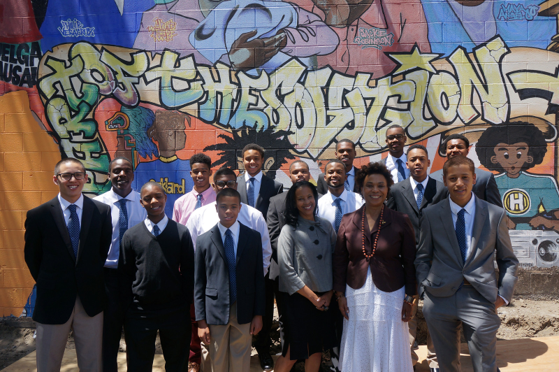 Regina Jackson, head of the East Oakland Youth Development Center, and Rep. Barbara Lee with a group of young men we took to China for two weeks back in 2014.
